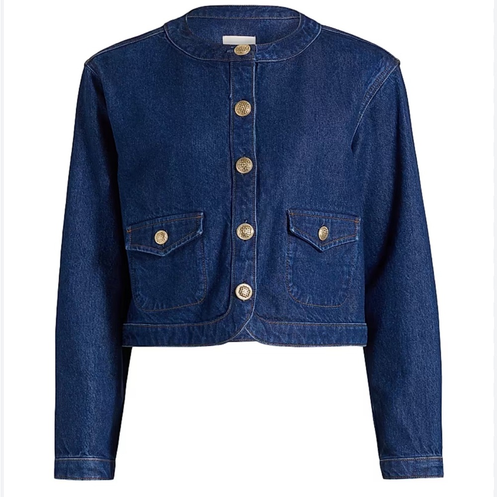 Reformation Blue Jean Jacket with Gold Buttons
